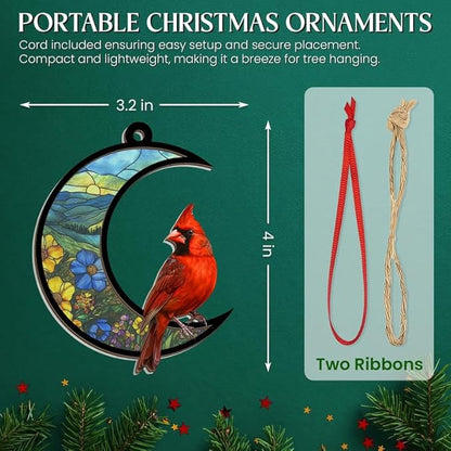 Christmas Cardinal Gifts for Women Men - Memorial Christmas Ornaments 2025, Sympathy Gifts for Loss of Loved One Mom Son, Memorial Bereavement Gift Ideas, Xmas Tree Decoration Suncatcher