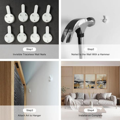 HOURIA Abstract Neutral Brown Tan Canvas Framed Wall Art Set,Textured Grunge Beige Wall Decor,Minimalist Black White Brush Stroke Artwork,Pastel Minimal Zen Print for Living Room,Bedroom-16 x24 x3