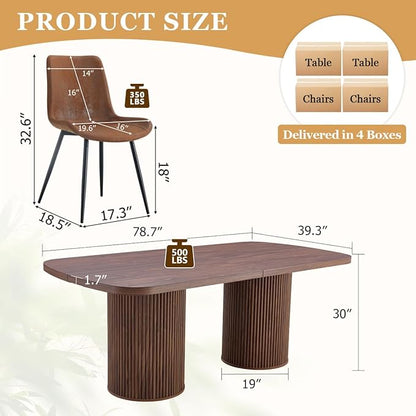 79" Dining Table Set for 8,Large Rectangular Kitchen Table Set for 8 with Cushioned Chairs,Modern Mid-Century Wood Dining Room Table Set for 8,Ideal for Dining & Gatherings (Walnut)