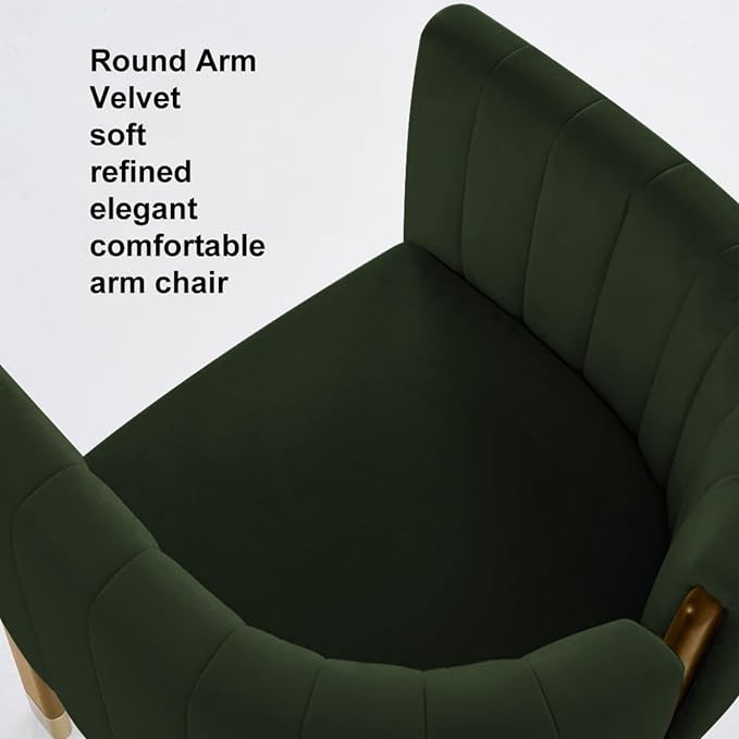 Velvet Fluted Accent Chair for Living Room with Wood Frame, High Resilience Foam, Elegant Modern Armchair (Green)