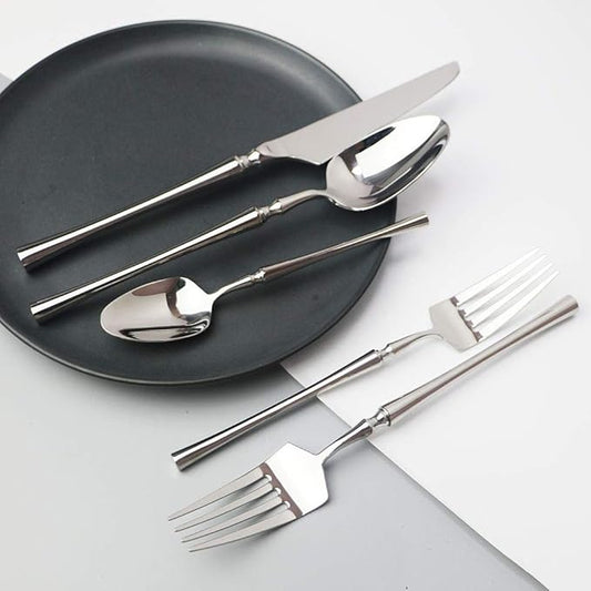 JASHII 20-piece 18/10 Stainless Steel Silver Flatware/Cutlery/ Set Service for 4 Person, Include Knife/Fork/Spoon, Mirror Polished (Silver)