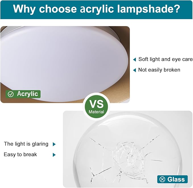 Dimmable Mid Century Modern Semi Flush Mount Ceiling Light with Acrylic Shade,White Gold LED Ceiling Light,5CCT 2700K-6000K Light Fxiture for Hallway Bedroom Kitchen Laundry Room Living Room 15.7 in