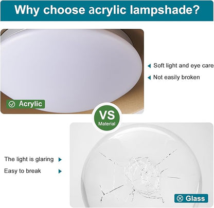 Dimmable Small Mid Century Modern Flush Mount Ceiling Light with Acrylic Shade,White and Gold LED Ceiling Lights,5CCT 2700K-6000K Light Fxiture for Hallway Entryway Bedroom Kitchen Laundry Room 11.8in