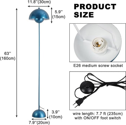 COSYLUX Modern Floor Lamp for Living Room, Industrial Tall Standing Lamp for Bedroom, Metal Shade Reflecting Light Reading Floor Lamp for Office, Nursery Room, Corner(Pearl Gentian Blue)