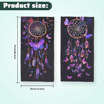 Butterfly Kitchen Towels Set of 2 Fantasy Dreamcatcher Purple Dish Towels Tabletop Decor Butterfly