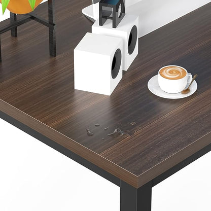 NSdirect Large Desk for Home Office, Large 63” Computer Desk Table, Wide Writing Study Desk for 2 Person, Metal Sturdy Frame Thicker Steel Legs, Black Chocolate