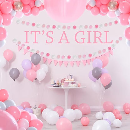 2 Pack Large Pom Poms Garland Hanging Decorations Colorful Soft Faux Rabbit Fur Ball Garland for Easter Xmas Holiday Wedding Baby Shower Birthday Party Supplies(Pink,2.36 Inch)