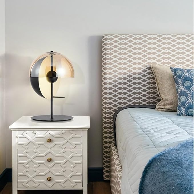 Aurum Globe Hemisphere LED Table Lamp | Modern Iron & Glass Fixture | Cordless Rechargeable Lamp for Living Room, Bedroom & Office | Energy-Efficient Adjustable Color Temperature