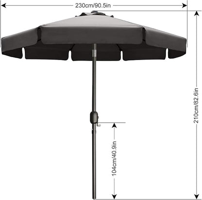 ABCCANOPY 7.5ft Scalloped Patio Umbrella, Outdoor Table Umbrella with Tilt and Crank, Fiberglass Ribs Deck Umbrella for Patio, Pool, Garden, Picnic (Dark Gray)