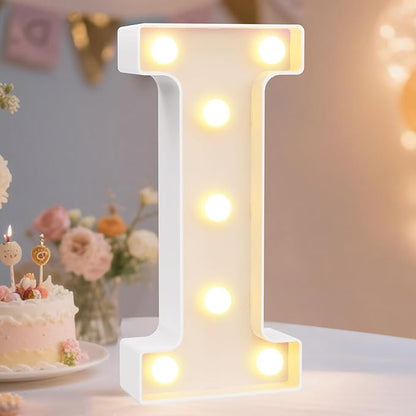 Pooqla LED Marquee Letter Lights Sign, Light Up Alphabet Letter for Home Party Wedding Decoration I
