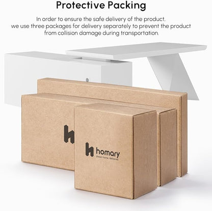 homary 70.9" Modern L-Shape Executive Desk, Home Office Desk with Drawers & Cabinet Modern Computer Desk for Home Business Furniture, White, Right Hand