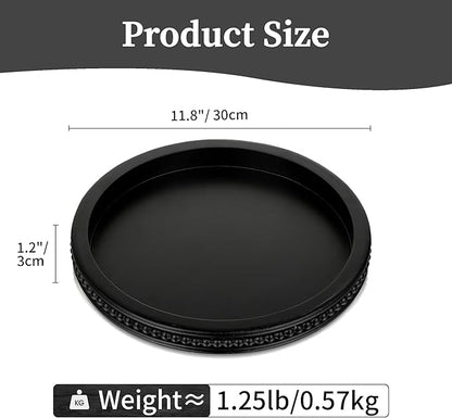 Hanobe Decorative Serving Tray Wood: Black Bead Round Tray for Rustic Wooden Trays Decor Farmhouse Kitchen Counter Circle Tray Vintage Centerpiece for Living Room Home Organizer