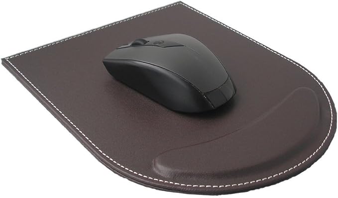 KINGFOM 5PCS Desk Organizer and Accessories Set, Pu Leather Office Supplies with Multifunction Desktop Organizer Box, Tissue Holder, Mouse Pad, Note Paper Holder, Pencil Holder for Desk Brown