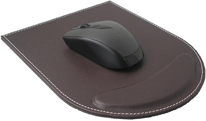 KINGFOM 5PCS Desk Organizer and Accessories Set, Pu Leather Office Supplies with Multifunction Desktop Organizer Box, Tissue Holder, Mouse Pad, Note Paper Holder, Pencil Holder for Desk Brown