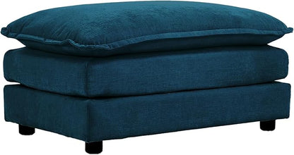 SoarFlash Chenille Sectional Sofa Ottoman,Deep Blue