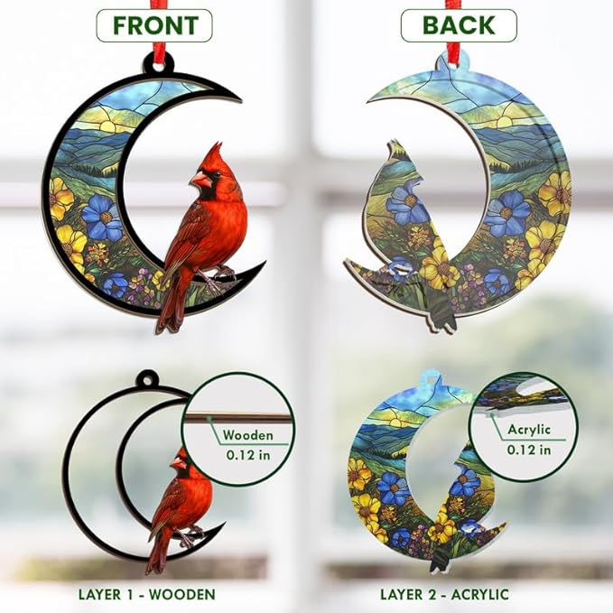 Christmas Cardinal Gifts for Women Men - Memorial Christmas Ornaments 2025, Sympathy Gifts for Loss of Loved One Mom Son, Memorial Bereavement Gift Ideas, Xmas Tree Decoration Suncatcher