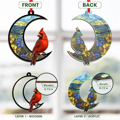 Christmas Cardinal Gifts for Women Men - Memorial Christmas Ornaments 2025, Sympathy Gifts for Loss of Loved One Mom Son, Memorial Bereavement Gift Ideas, Xmas Tree Decoration Suncatcher