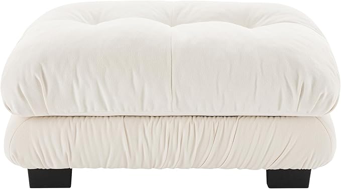SoarFlash Velvet Sectional Sofa Ottoman, White
