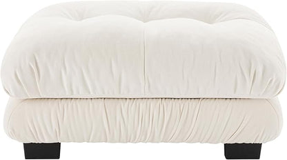 SoarFlash Velvet Sectional Sofa Ottoman, White