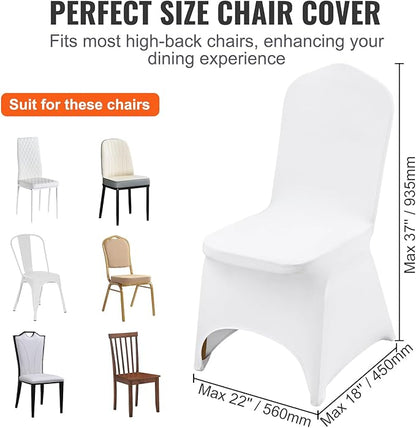 VEVOR 100 Pcs White Chair Covers Polyester Spandex Chair Cover Stretch Slipcovers for Wedding Party Dining Banquet Chair Decoration Covers