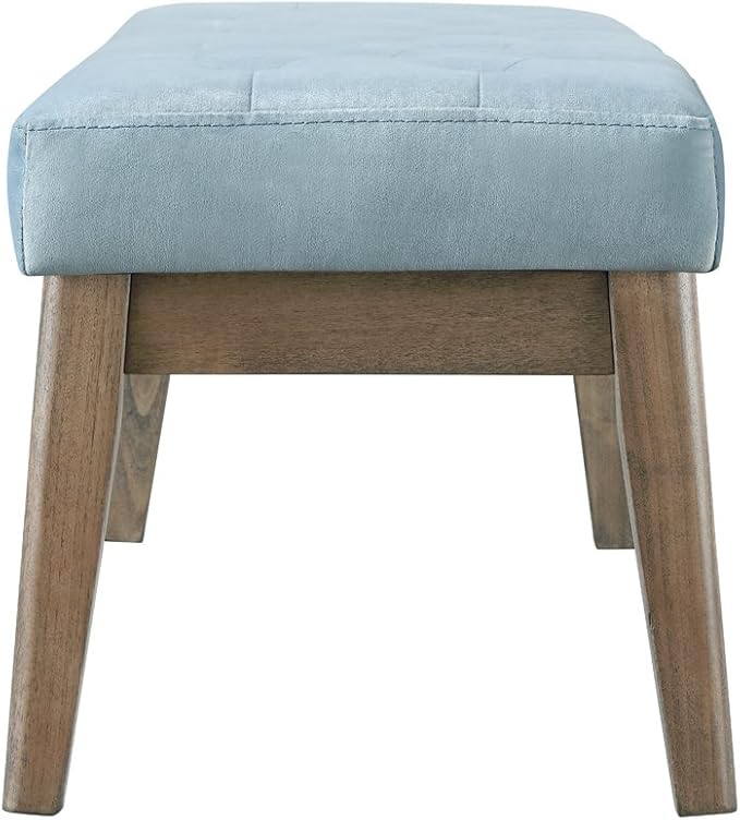 24KF Velvet Upholstered Buttons Tufted Entryway Bench with Solid Wood Leg,Bed Bench Ottoman with Padded Seat,5034-Seaglass