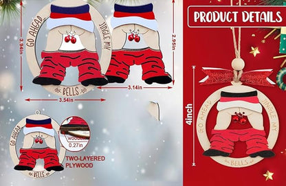 2025 Funny Christmas Ornaments, Dirty Santa Gifts, Fun Pendants for Adults, Jingle Bell Car Hanging Ornaments, Mischievous Wooden Gifts for Gift Exchanges