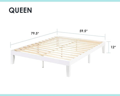 Mellow Naturalista Classic 12 Inch Solid Wood Platform Bed Queen, White