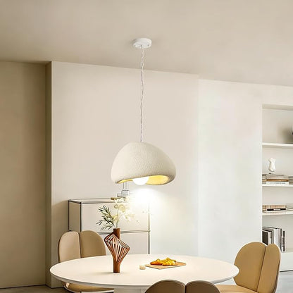 Wabi Sabi Pendant Lights,19.7in White Modern Pendant Light Resin Hanging Lamp Kitchen Island Lighting Modern Japandi Chandelier for Dining Room Bedroom Hallway Restaurant Foyer