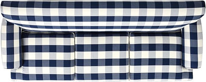 Jennifer Taylor Home Alana Lawson Three-Cushion Tightback Sofa, Blue Lattice Woven