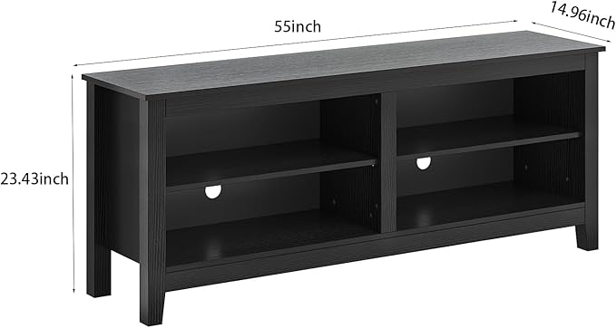Panana TV Stand, Classic 4 Cubby TV Stand for 60 inch TV, Entertainment Center Media Television Stand for Living Room Bedroom (Black, 55 inch)