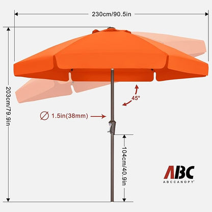 ABCCANOPY 7.5ft Scalloped Patio Umbrella, Outdoor Table Umbrella with Tilt and Crank, Fiberglass Ribs Deck Umbrella for Patio, Pool, Garden, Picnic (Orange)