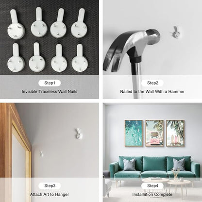 HOURIA Summer Surfboard Beach Framed Canvas Wall Art Set,Modern Ocean Surfing Seascape Wall Decor,Coastal Bus Coconut Tree Wall Painting,Nature Botanical Art Prints for Living Room, Bedroom-24 x36 x3