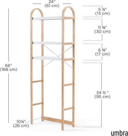 Umbra Bellwood Over-The-Toilet Shelf for Bathroom or Powder Room, White/Natural