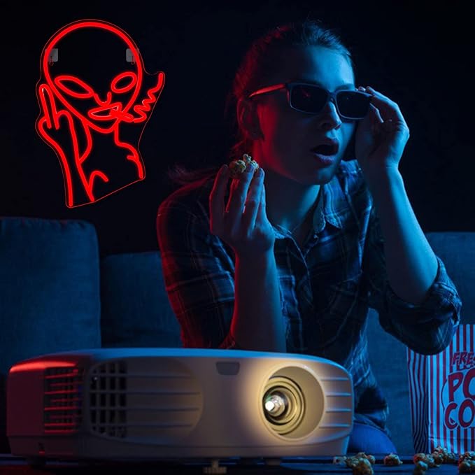 Lucunstar Red Alien Neon Sign Alien Neon Signs for Wall Decor,Man Cave Decor for Men,Shop Bar Pub Man Cave,Game Room,Hip Hop Party Led Lights Game Room Boy Gifts Personality Lovers