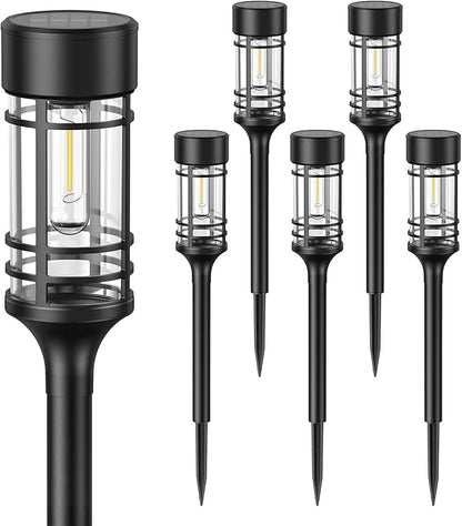 LETMY Solar Pathway Lights Outdoor, 6 Pack Solar Lights Outdoor Waterproof IP65, Bright Landscape Path Light Outdoo for Yard Walkway Lawn Drivewa Garden Decor, 3000K