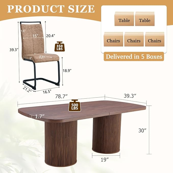 79" Dining Table Set for 10,Large Rectangular Dining Table Set for 10 with Cushioned Chairs,Modern Mid-Century Wood Dining Room Table Set for 10,Ideal for Dining & Gatherings (Walnut)