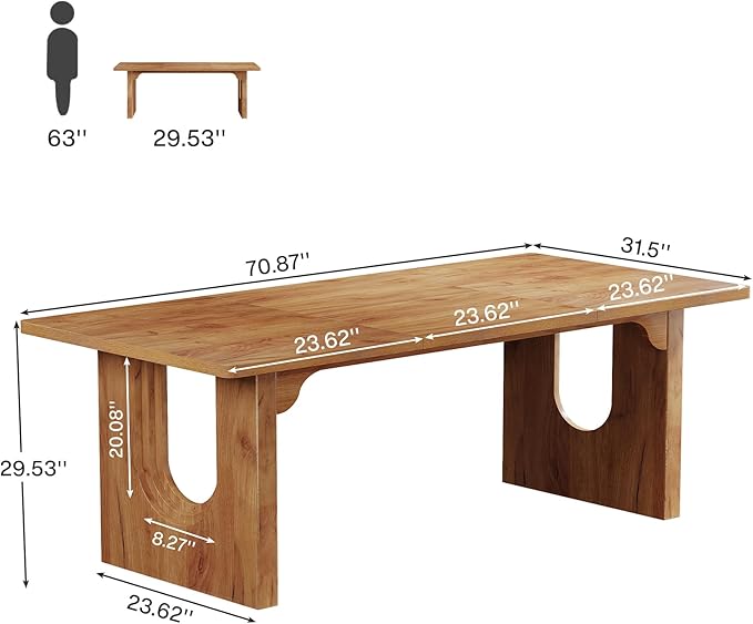 Tribesigns Modern Executive Desk, 70.9" Large Office Computer Desk, Conference Table Meeting Room Table, Simple Workstation Business Furniture for Home Office, Brown
