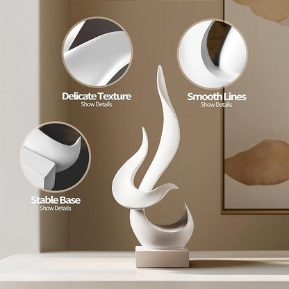 White Decor Modern Flame Statue, Decorative Objects Abstract Art Flame Statue for Living Room Dining Centerpiece