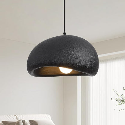 15.7in Wabi Sabi Pendant Lights Kitchen Island Lighting Fixture Ceiling Mount Black Modern Japanese Lamp Japandi Chandelier for Dining Living Room Hallway Bedroom Restaurant Hanging Lamp