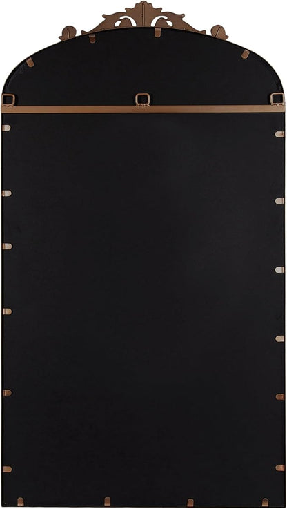 Kate and Laurel Arendahl Glam Arched Tall Panel Mirror; 24 x 42; Bronze; Traditional Baroque Large Body Wall Mirror with Ornate Garland Inspired Crown