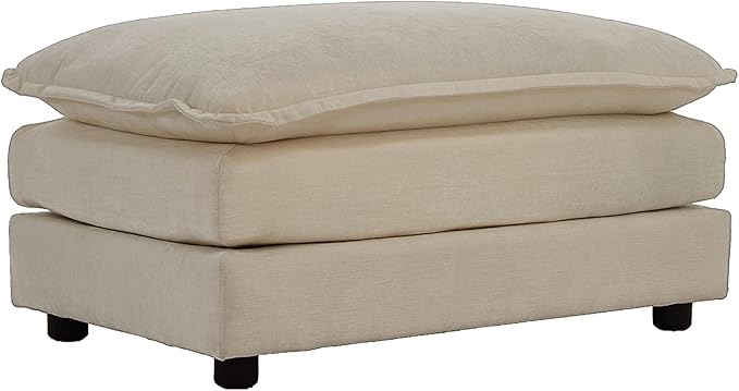 SoarFlash Chenille Sectional Sofa Ottoman,Light Coffee