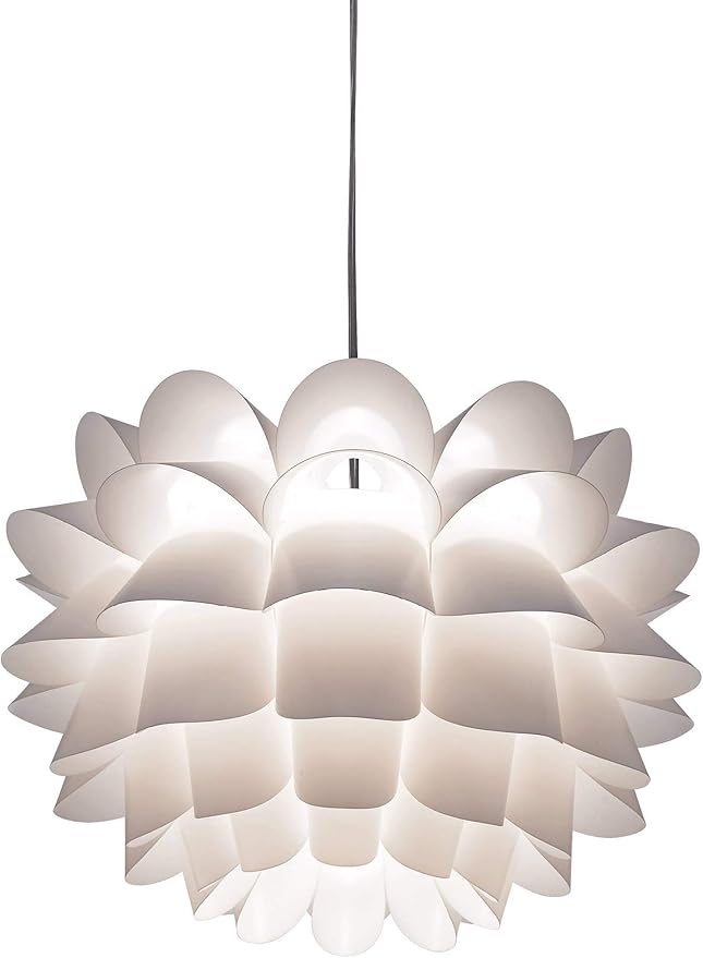 Possini Euro Design White Flower Hanging Pendant Lighting Fixture 19 1/2" Wide Modern Blooming Curved Petals for Dining Room Living House Home Foyer Kitchen Island Entryway Bedroom High Ceilings