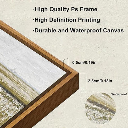 KBKBART Framed Vintage Wall Art Prints, Retro Countryside Flower Field Nature Wilderness Canvas Painting Farmhouse Decor, Rustic Landscape Wall Art Decor for Bathroom, Bedroom Living Room,