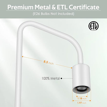 BoostArea Floor Lamp, White Industrial Floor Lamp, 63In Standing Lamp, E26 Socket, On/Off Footswitch, Whole Metal, ETL Listed, Modern Small Lamp for Bedroom, Living Room, Minimalist, Vintage, Mid-Age