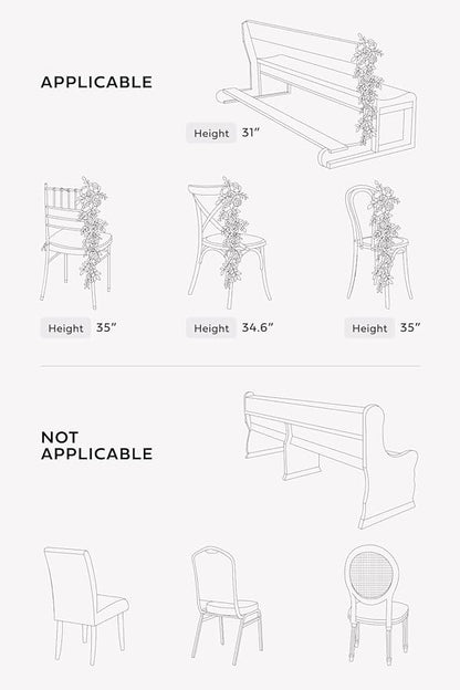 Ling's Moment 10pcs Wedding Chair Decorations Aisle Floral Swag Artificial Pew Flowers Hanging Garland White & Sage Green For Ceremony Reception Church Rose Floral Faux Arrangement Party Outdoor Decor