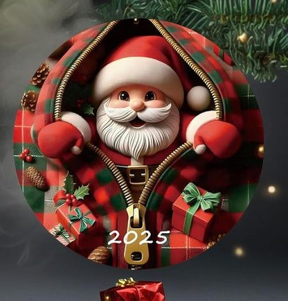 2025 Christmas Ornaments, Funny Acrylic Christmas Tree Decorations, Stained Glass Style, Unique Santa Gift Exchange