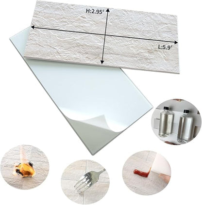 AULIGET 3" x 6" Subway Tile Peel and Stick Backsplash, Thick PVC Stick on Wall Tiles (100, Beige Slate)