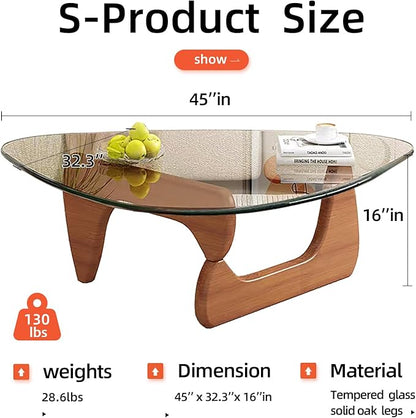 Modern Glass Coffee Table for Living Room, Mid Century Coffee Table Stylish Coffee Tables,Suitable for Bedroom Living Room Reception Office Tables（Walnut/Transparent，Large）