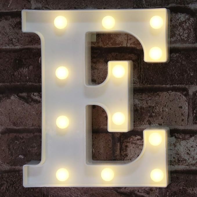 Pooqla LED Marquee Letter Lights Sign, Light Up Alphabet Letter for Home Party Wedding Decoration E