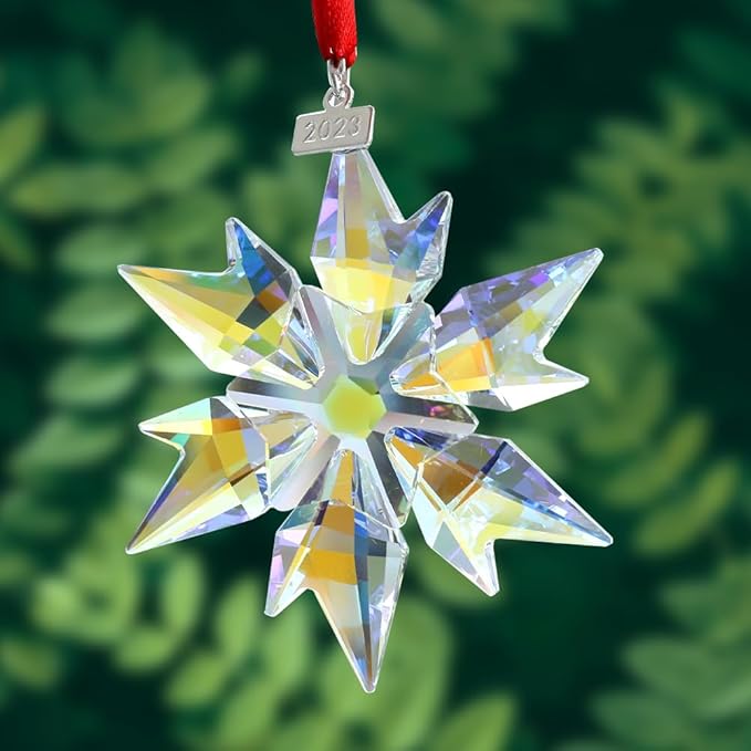 2023 Edition Crystal Snowflake Ornament Christmas Tree Ornament Home Decor Gift (23-Set of 2-Colorful)